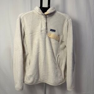 Patagonia Women's L Los Gatos Fleece Pullover Cream Beige Snap Thermal Pro